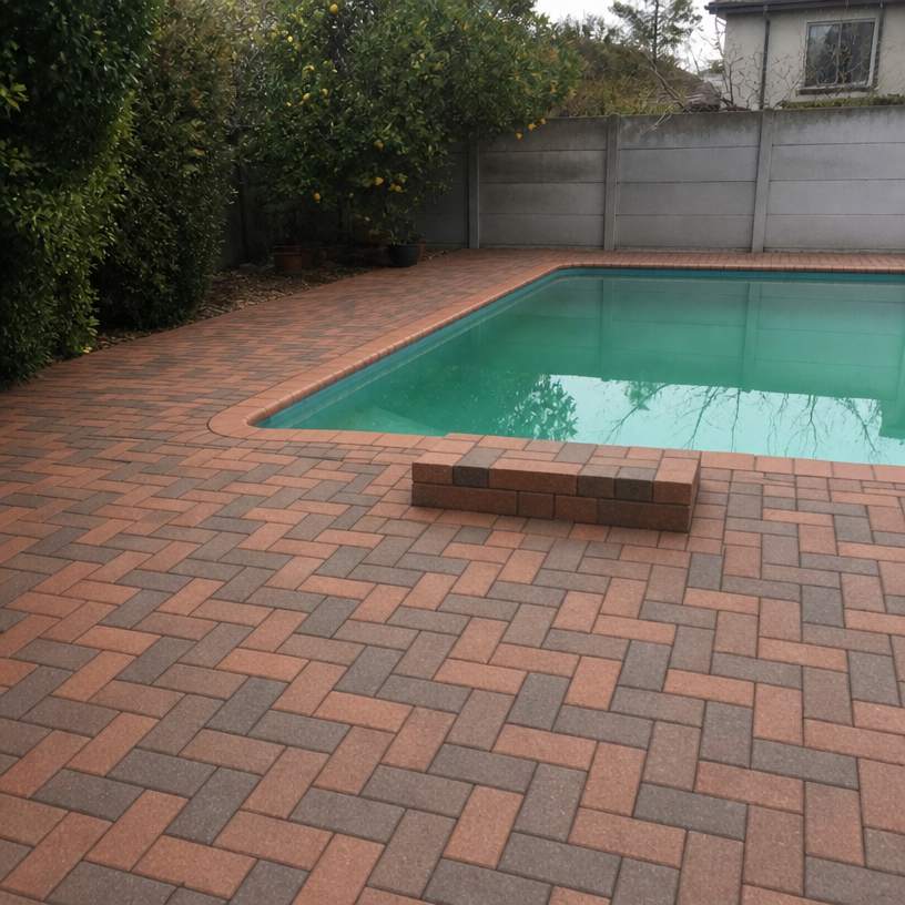 Clay Brick Pool Deck · Tokai